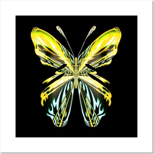 Fantasy Butterfly with Pleated Yellow Wings Posters and Art